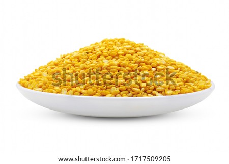 Split mung beans isolated on white background