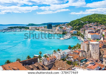 Split panoramic view of town, Dalmatia, Croatia.