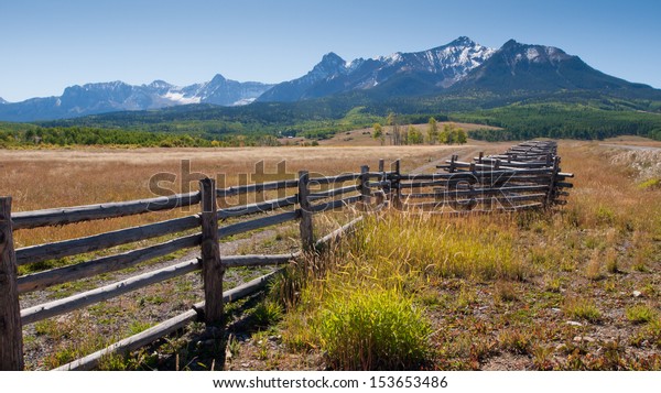 Split rail\
fence on the Last Dollar Ranch,\
Colorado.