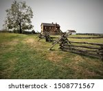 Split rail fence and rustic farmhouse, Manassas National Battlefield Park, Virginia