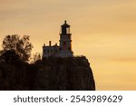 Split Rock lighthouse close up on the north shore of Lake Superior at dawn