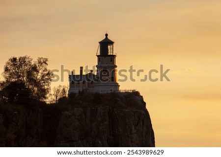 Split Rock lighthouse close up on the north shore of Lake Superior at dawn