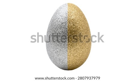 Split silver and gold glitter textured Easter egg decoration