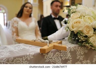 Split,Croatia,17.06.2022
Marriage, Vow On The Cross, Newlyweds And A Catholic Priest