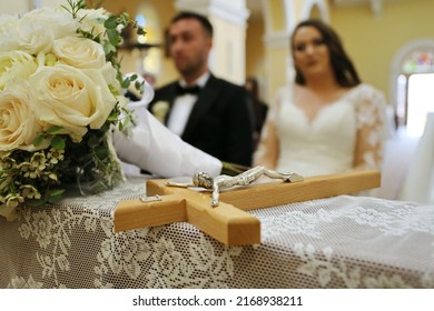 Split,Croatia,17.06.2022
Marriage, Vow On The Cross, Newlyweds And A Catholic Priest