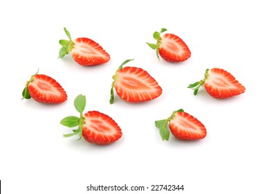 Splitted Strawberries Isolated on White - Shutterstock ID 22742344