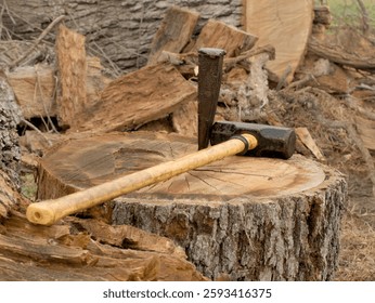 Splitting Strom damaged post oak