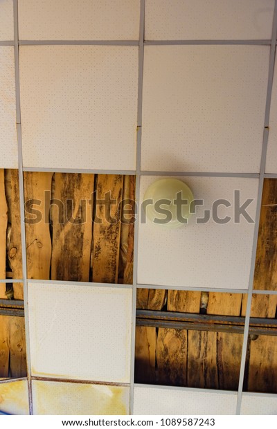 Spoiled Ceiling Armstrong Flow Roof Disassembled Stock Photo