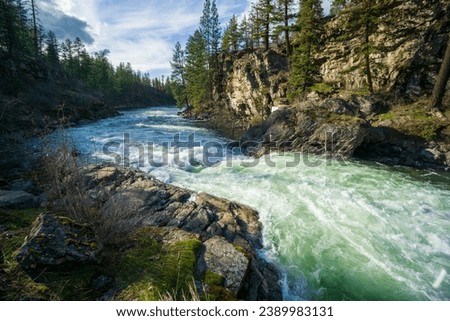 Spokane River during spring runoff in Post Falls Idaho