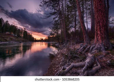 The Spokane River through Corbin Park in Post Falls Idaho