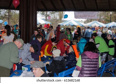 Spokane, WA - April 2, 2017: Lions Club Members Supporting The Spokane MS Walk, A Fund Raising Walk For Multiple Sclerosis, Editorial