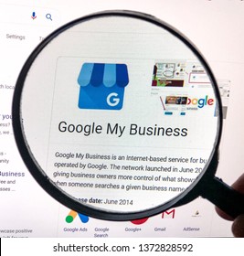Spokane, WA/USA - April 2019: View of the My Business listing for Google. My Business listings were created in 2014 for business owners and include basic information such as location and hours