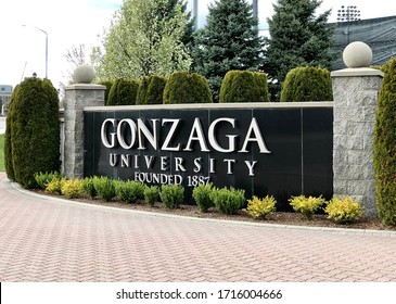 Spokane, WA/USA - April 2020: Exterior Sign At The Entrance To Gonzaga University