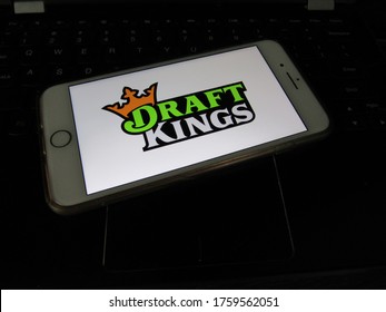 Spokane, WA/USA - June 2020:  View Of DraftKings App On A Smartphone. Draft Kings Is An American Daily Fantasy Sports Content Provider