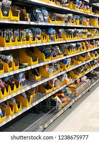 Spokane, WA/USA - November 22, 2018: School And Office Supply Aisle At Walmart Featuring Pens, Pencils And Markers