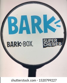 Spokane, WA/USA - October 2019: Magnified View Of Bark Box Website. Bark Box Is A E-commerce, Monthly Subscription Service Providing Dog Products, Services And Experiences.