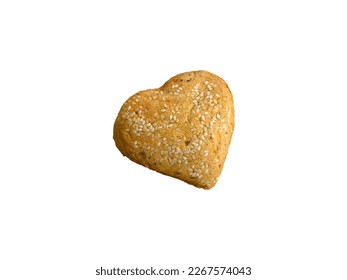 sponge bread. heart shaped muffin or kue bolu for valentine gift isolated in white background. romance vibes food