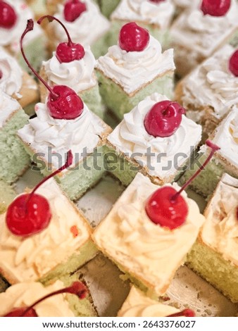 Sponge cake with cherry decoration