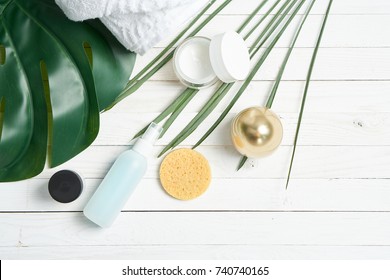 sponge, cream for skin care                                - Shutterstock ID 740740165