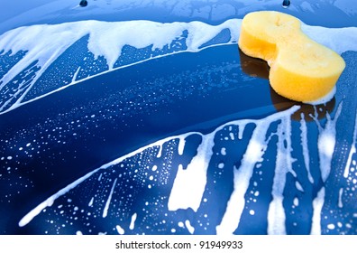 sponge over the car for washing
