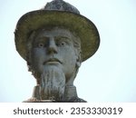 Spooky confederate soldier statue with scary eyes.