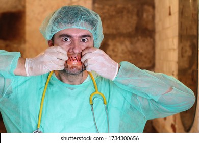 Spooky Doctor With Stitched Mouth