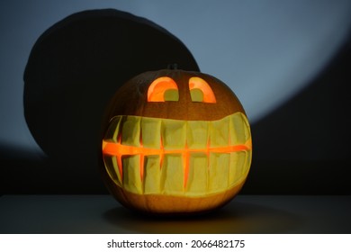 Spooky Halloween Pumpkin, Jack-O'-Lantern With A Toothy Grin