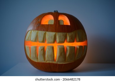 Spooky Halloween Pumpkin, Jack-O'-Lantern With A Toothy Grin