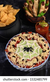 Spooky Halloween Seven Layer Taco Dip: Turn A Classic Appetizer Into A Halloween With Of Black Olive Spider .