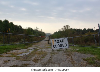 The Spooky Road Closed On A Cloudy Day.