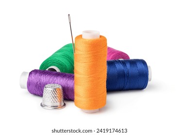 spool of blue thread isolated on white background - Powered by Shutterstock