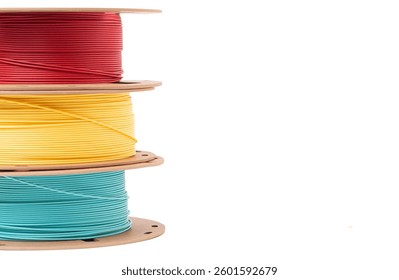 Spool of Fillament for a 3D Printer Isolated on a White Background