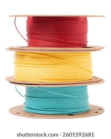 Spool of Fillament for a 3D Printer Isolated on a White Background