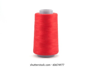 Spool Of Red Thread Isolated On White.