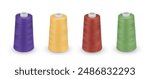 Spool thread collection. Rainbow colors thread isolated. Thread plastic spool. Collection of cutout threads. Vibrant vivid colors. Sew threads. Colorful hobby background. Tailor shop. Set of threads.
