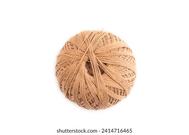 spool of thread isolated on white background. Top view, flat lay, close up