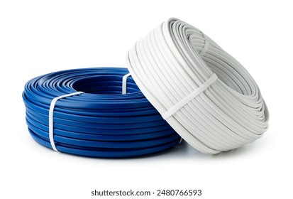 Spools of Electrical Wire on White Background
