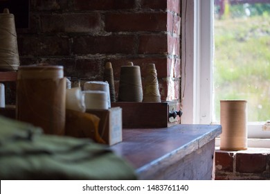 Spools Of Thread And Yarn In An Old Textile Mill