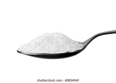 Spoon Of Coarse Salt, Isolated On White - Powered by Shutterstock