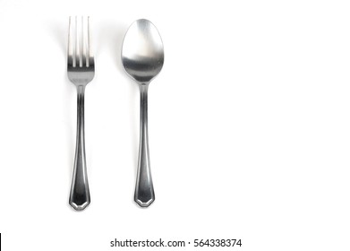Spoon And Fork Isolated On White Background