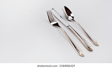 Spoon, Fork And Knife Isolated Dinner Service Set Background