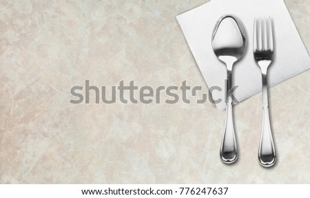 spoon and fork on background