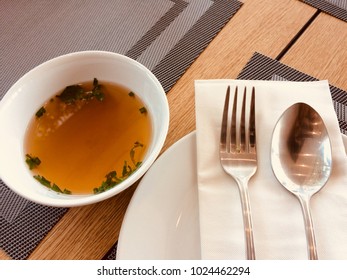 Spoon and fork on table