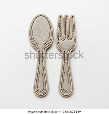 Spoon and fork patch on a white background