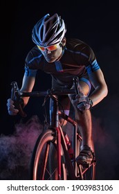 Sport. Athlete cyclists in silhouettes on white background