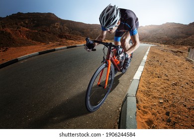 Sport Background. Athletic Man Cycling Road Bike. 