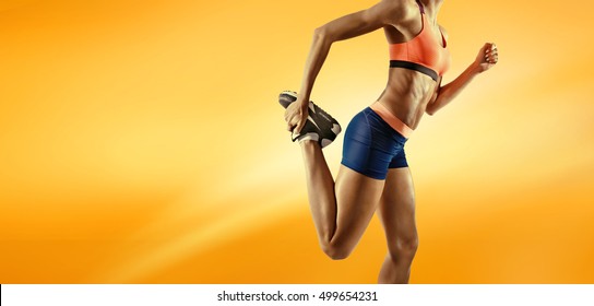 Sport Backgrounds. Close Up Image Of Fitness Female