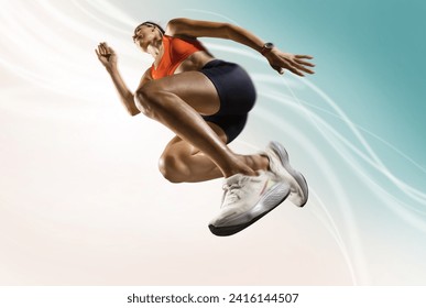 Sport backgrounds. The woman with runner. Isolated scene.	 - Powered by Shutterstock