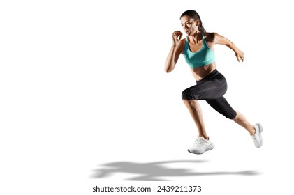 Sport backgrounds. The woman with runner. Isolated scene.	 - Powered by Shutterstock