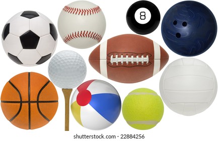 Sport Balls Isolated With Clippint Paths On White Background